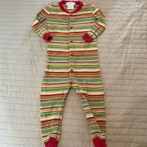 Green Cotton striped pajamas. Sz 18 mo